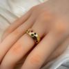 European and American Trendy Colored Zircon Inlaid Ring – Retro Light Luxury Design