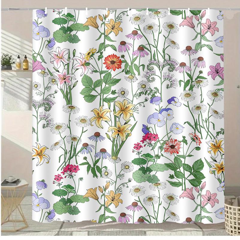 Colored Circles Washable Dirt-Resistant Shower Curtain Shower Head Waterproof Polyester Bath Curtain For Home Decor Accessories