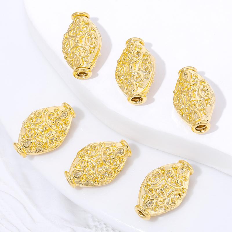 18K Gold Plated Oval Loose Beads Spacer Beads For Jewelry Accessories,Separator For Beads,DIY Bracelet Making Supplies