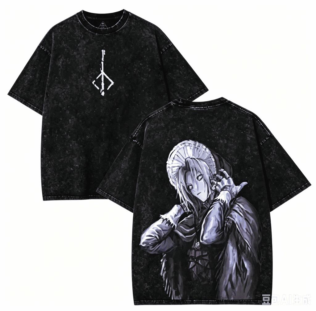 Blood Borne Washed T-shirt Anime Lover Harajuku New Model Oversized Vintage Loose Streetwear Unisex high quality hot product tee