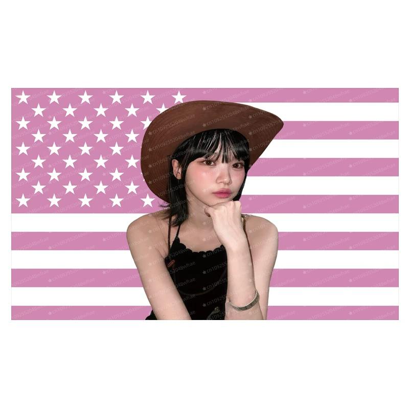KKim CChaewonS Funny American Flag Tapestry College Dormitory Decoration Bedroom Party Banner Indoor and Outdoor Murals