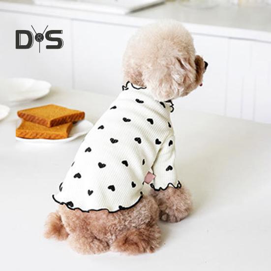 Haine pentru câini pentru câini de talie mică, mijlocie, pisici, vară, toamnă, cu imprimeu inimă, cămașă pentru cățeluș, mânecă lungă extensibilă, ținute pentru animale de companie pentru chihuahua schnauzer