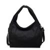 2025 New Simple Literary Girl Shoulder Canvas Bag Pleated Commuter Tote Bag Underarm Large-capacity Bag Women