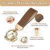 Leather Wristband Keychain Car Key Holder with Key Ring for ID Cards Brown [uxcell] 5-inch & Anti-Drop D-Ring, Unisex, & Wallets,