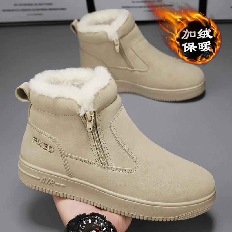 2025 New Winter Men's Boots Fashion High-top Cotton Shoes Plush Warm Fur Snow Boots Suede Casual Ankle Boots for Men Botas Hombre