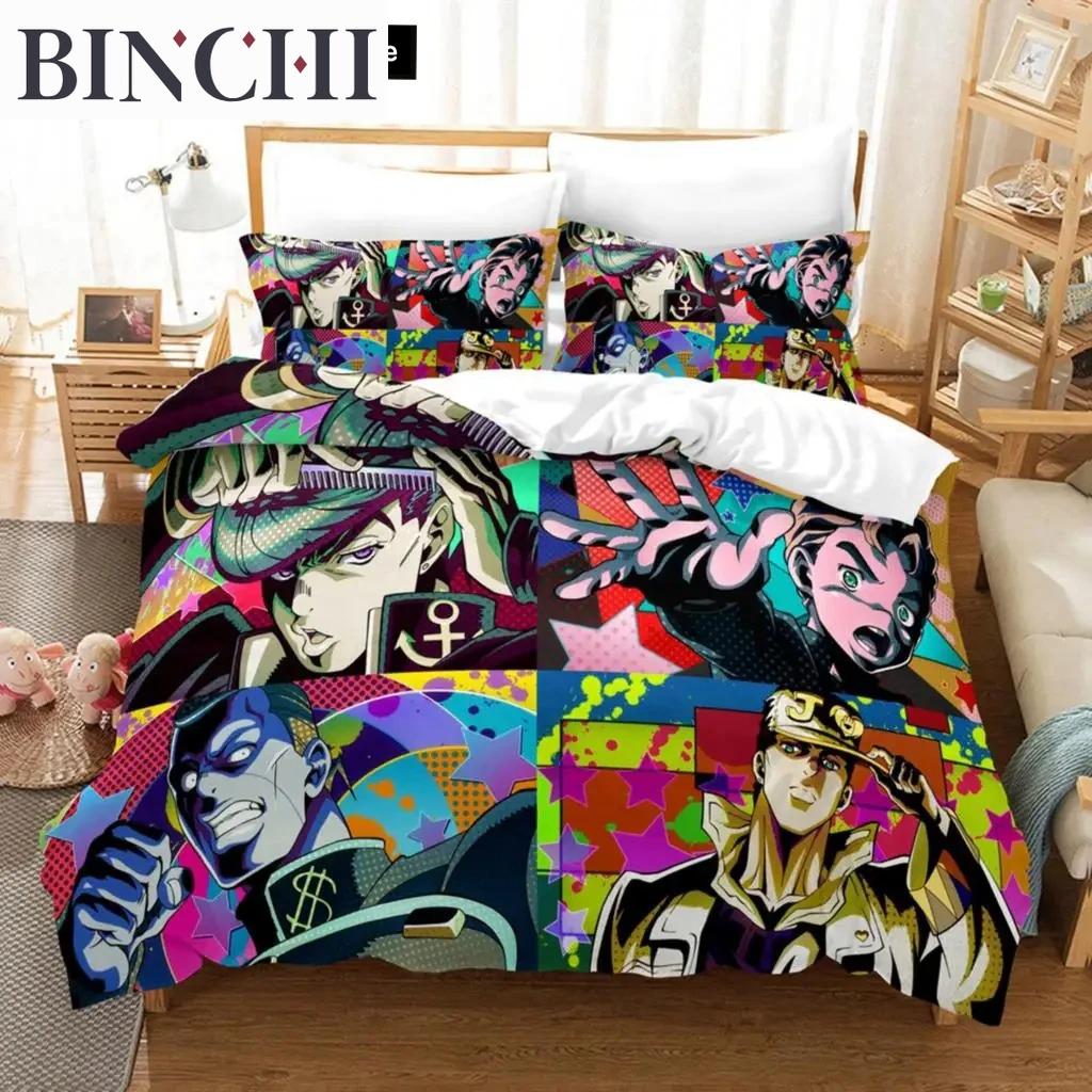 3D Druck Anime JoJo Bizarre Adventure Jotaro Kujo Bettwäsche Set Jungen Mädchen Twin Queen Size Bettbezug Kissenbezug Bett Jungen Erwachsener