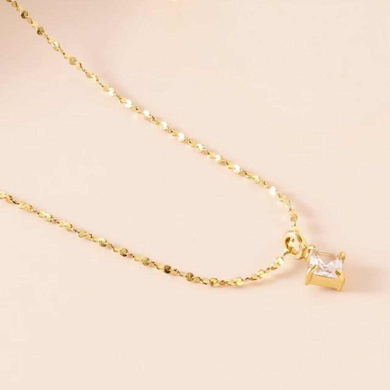 Elegant Square Titanium Steel Necklace for Women Hypoallergenic Slim Clavicle Chain for Wedding Dinner Jewelry Gift