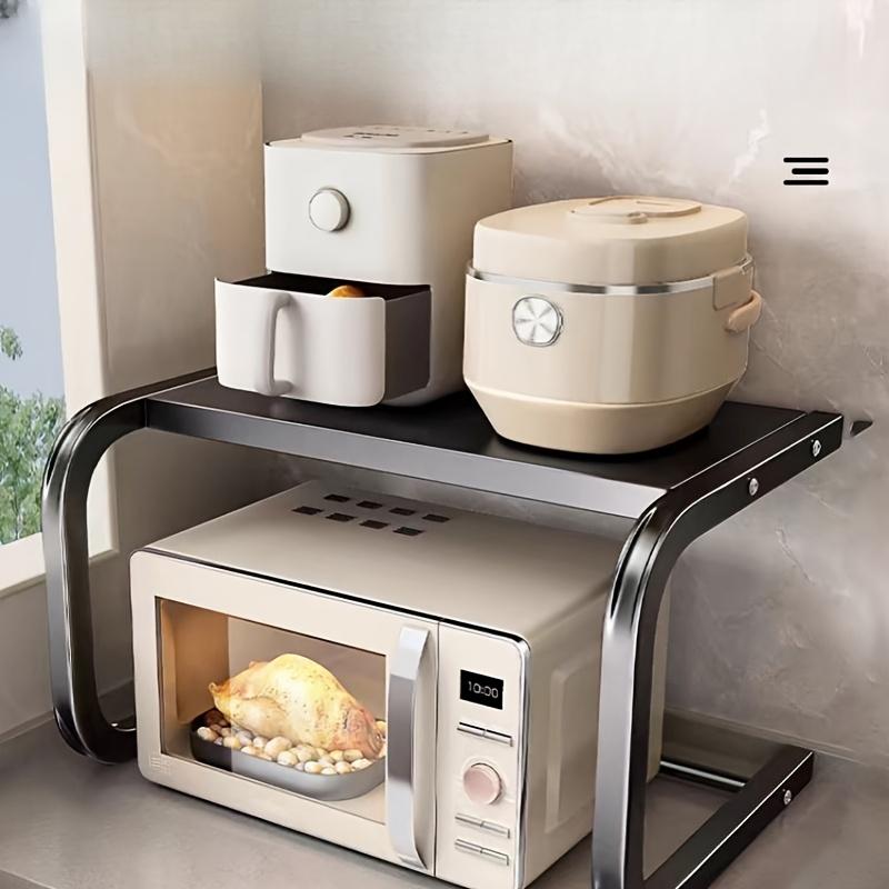 Spacious 2-Tier Metal Microwave Rack, Countertop Storage Shelf for Oven & Baking, No Assembly Needed, Sturdy Kitchen Organizer