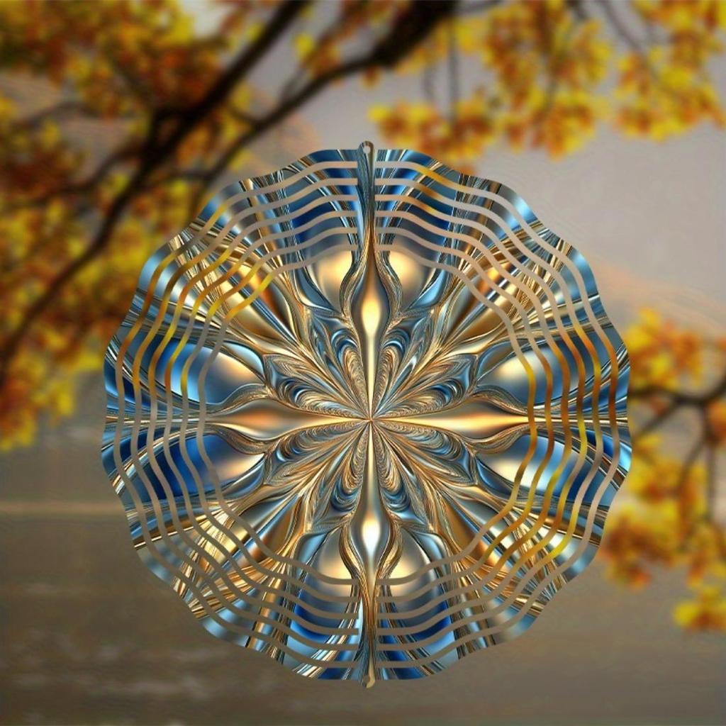 Elegant 10-Inch Metal Wind Spinner - Vibrant 2D Hanging Design for Indoor & Outdoor Decor, Silent 360° Rotating Wind Sculpture