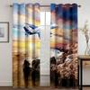 Free Shipping Cheap 3D Printed Planes In the Sky Landscape 2 Panels Shading Windowpane Drapes for Livingroom Space Bedchamber Ornament Hook