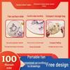 Reflective Mini Folding Cartoon Fan - Portable Student Hand Fan with Fabric Surface for Outdoor Use