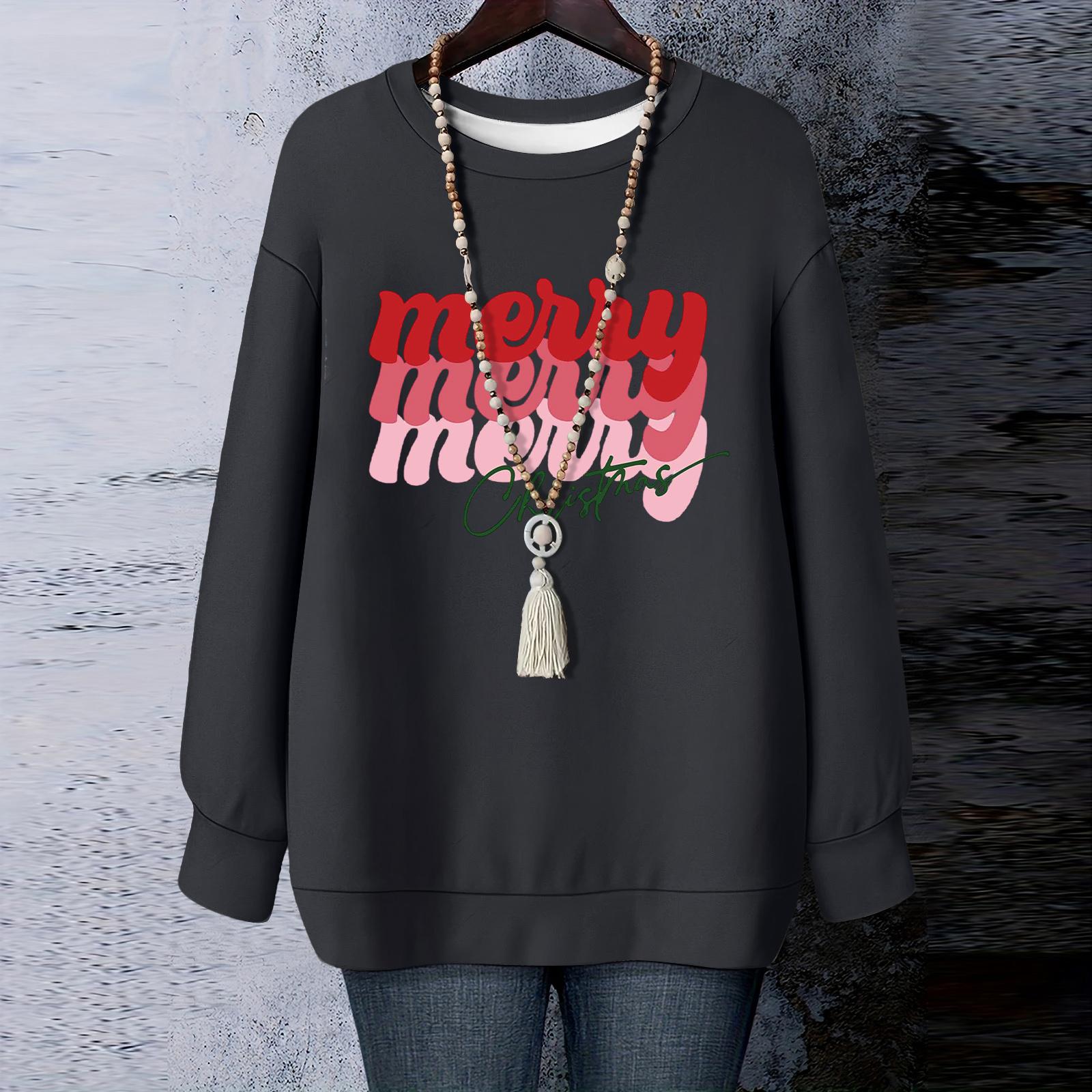 

Женская рождественская футболка с круглым вырезом и длинными рукавами L чёрный