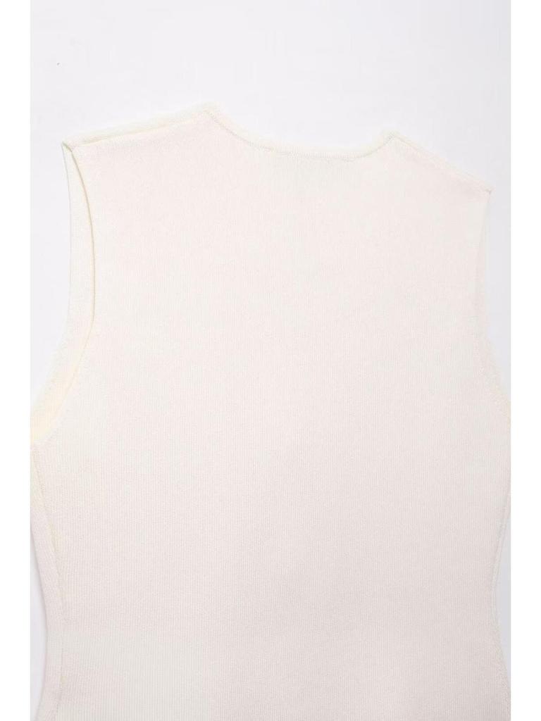 European & American Women's Summer Knit Vest & Skirt Set with Gold Buttons