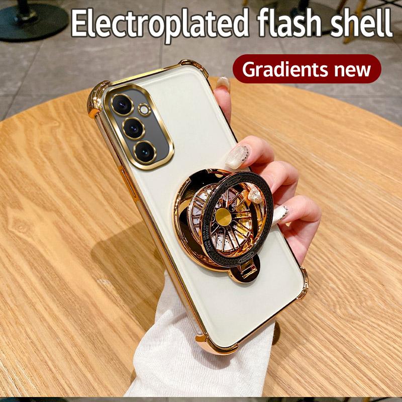 Shockproof Rotate Gyro Holder Magnetic Case on for Motorola Moto G24 G14 G34 G84 G54 G04 G53 E14 G52 G82 G10 Bracket Clear Cover