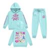 Kids' Long Sleeve Loose Pullover Letter Print Drawstring Hooded Sweatshirt Sweatpants Set