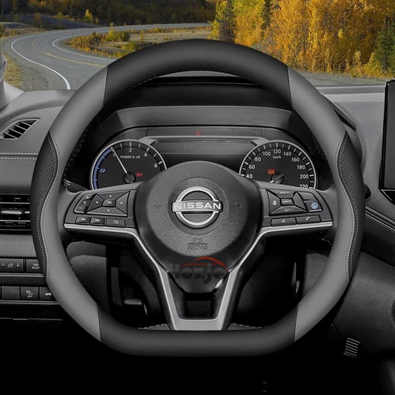 Leather Car Steering Wheel Cover for Nissan Qashqai J11 J10 J12 Tiida Juke F15 Navara D40 X-trail T30 T31 T32 T33 Pathfinder R51