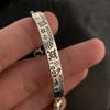 Korean Style S925 Silver Plated Retro Graffiti Patchwork Bangle - Women's Hip Hop Fashion Trend Bracelet