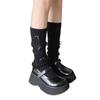 Women Girls Ribbed Knit Solid Color Leg Warmer Aesthetic Elegant Sweet Bowknot Footless Long Socks Ruffled Leg Covers