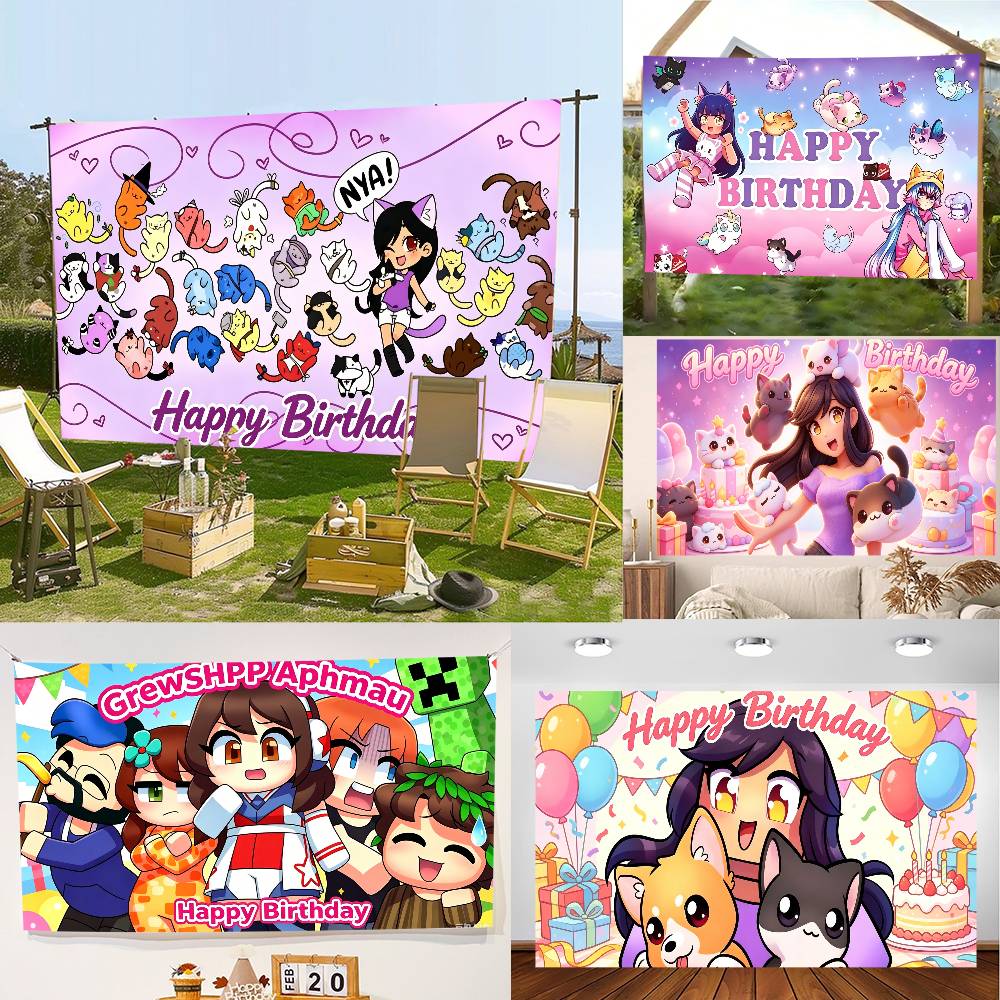 Aphmau Gatti Carini Banner Sfondo Scena Super Decorazione Banner Sfondo baby shower