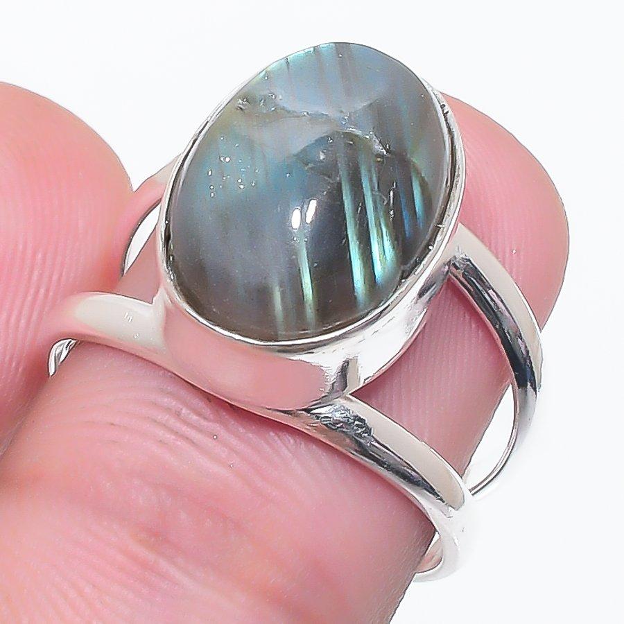 Labradorite Gemstone 925 Sterling Silver Jewelry Ring Size 7