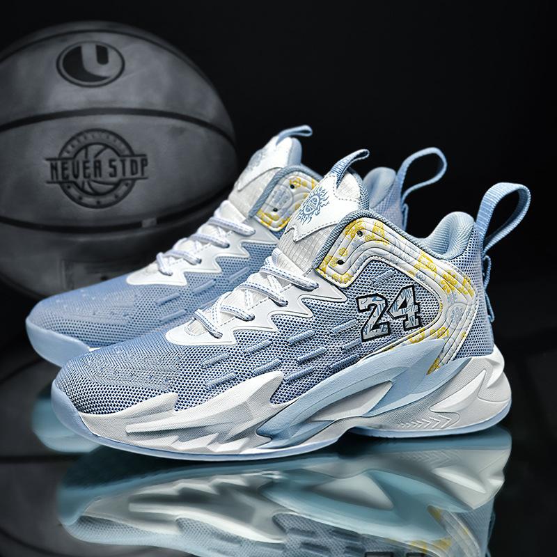 

Men s shoes 2024 new mesh breathable youth basketball sports shoes sports shock absorption running tide shoes 35