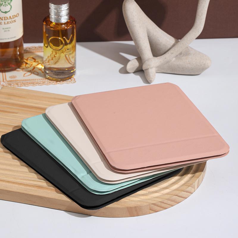 Portable PU Leather Folding Makeup Mirror - Square, Vintage Design In Large, Medium, Small for On-the-Go Beauty and Touch-Ups.