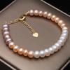 Real Natural Colorful White Pearl Bracelet Women Classic Freshwater Pearl Strand Bracelet Wedding Gift
