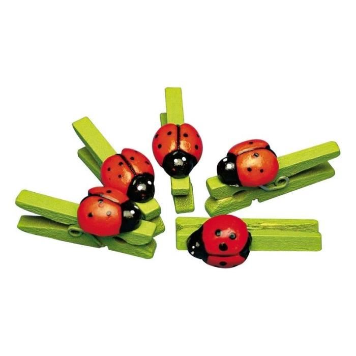 Coccinelle sur pince à linge - Rayher - Beige - Rouge - Décoration de jardin