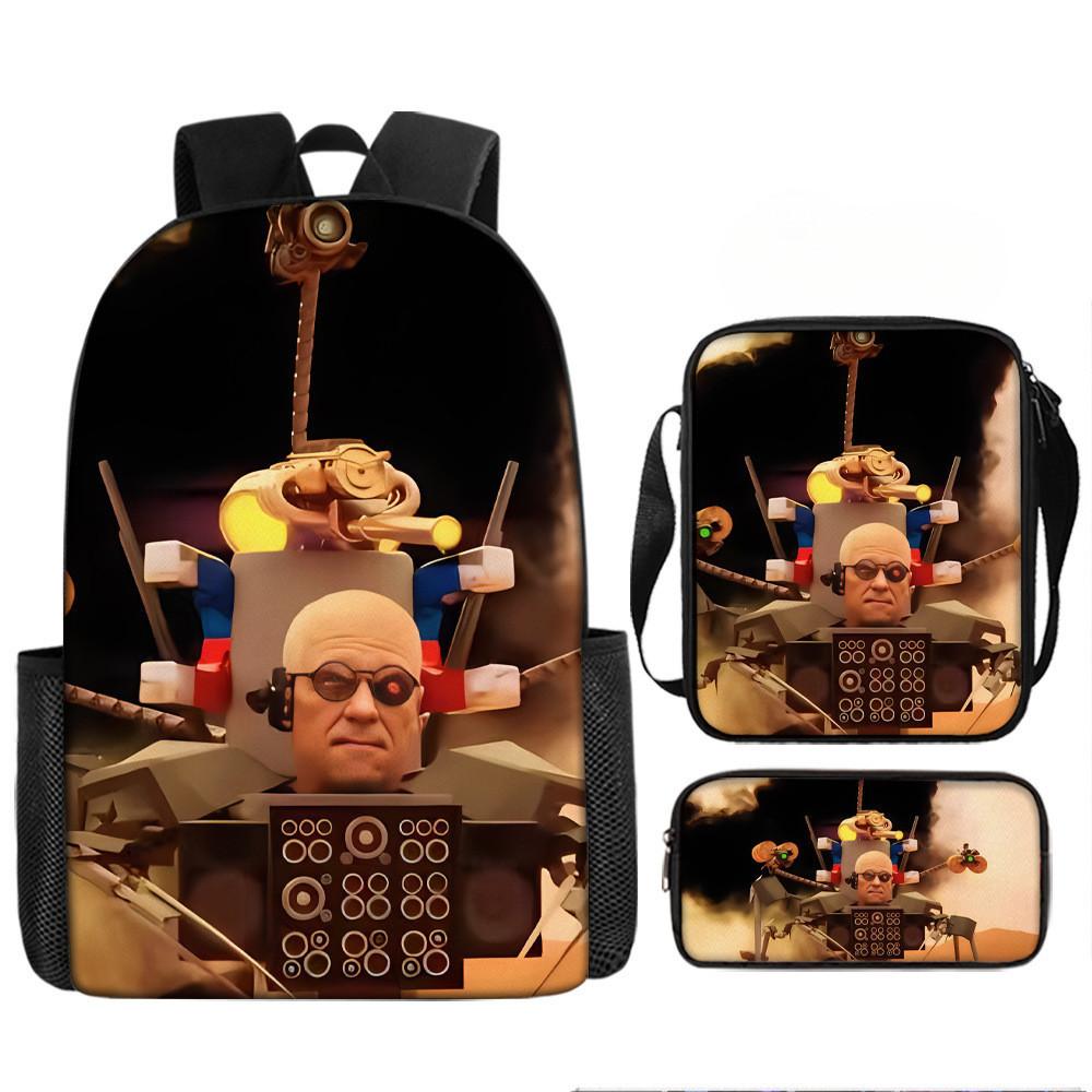 Skibidi Cartoon Toilet Printed Backpack Child Schoolbag Shoulder Bag Pencil Bag