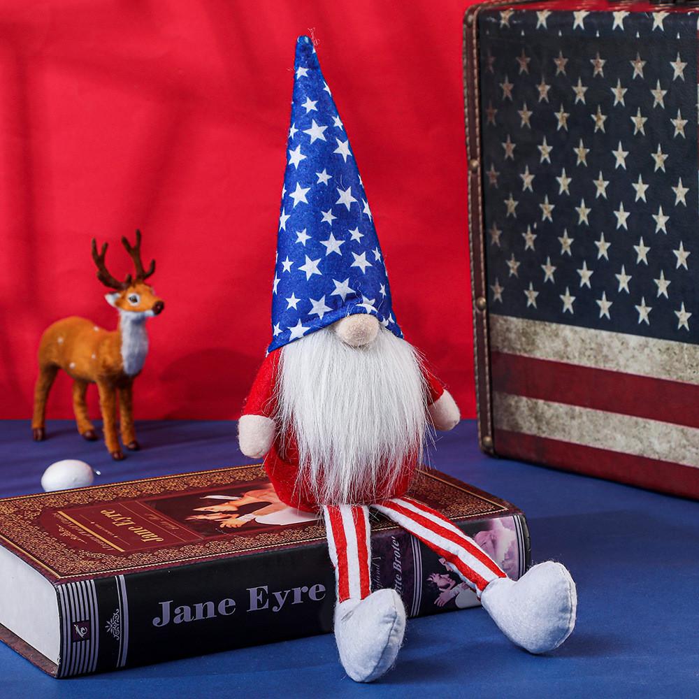 Creative Independence Day Gnome Doll Figurine With Patriotic Hat And Legs For Festive Decor