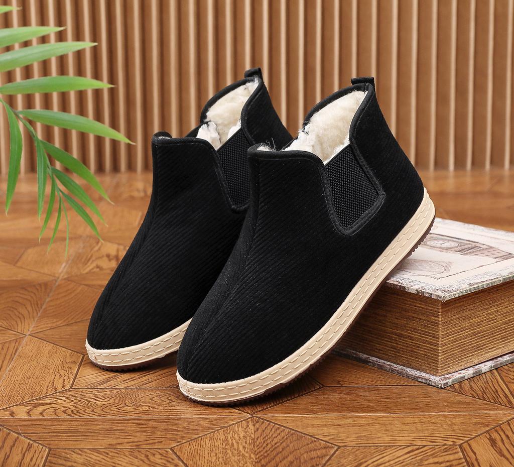 Winter New Thiened Wool Men's Cotton Shoes Lightweight Anti-slip Casual Warm Soft Bot Beijing Old Canvas Cotton Boots for Men