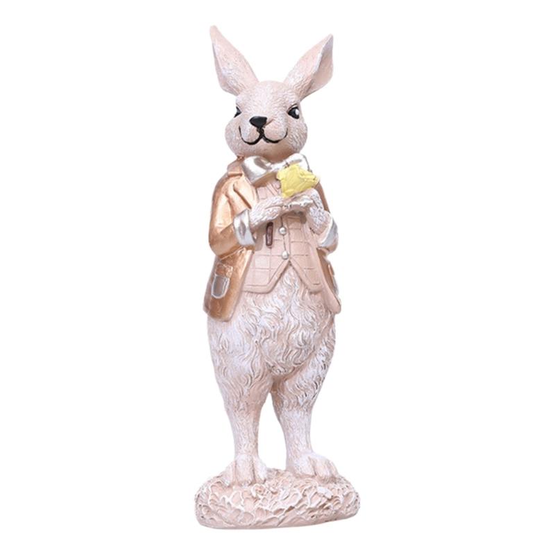 Friendly Easters Rabbit Resins Ornaments for Holiday Decoration and Indoor Display