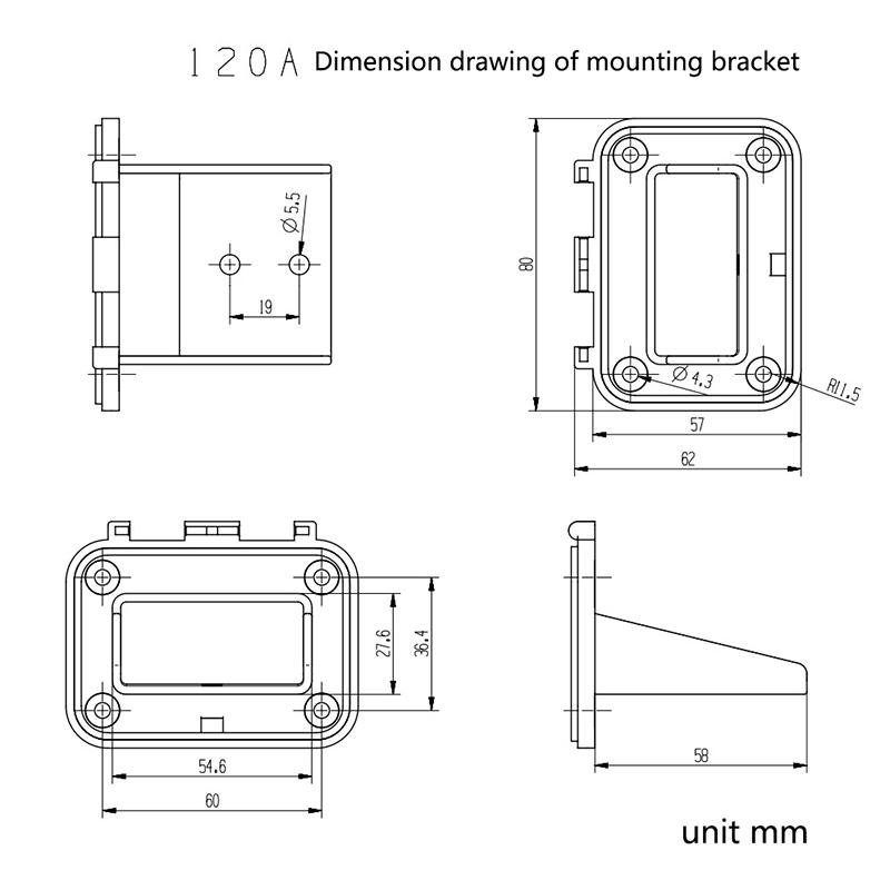 120A Compatible With Anderson Plug Kit Flush Mount Panel Bracket With Cover For Caravan Connector Mount Socket