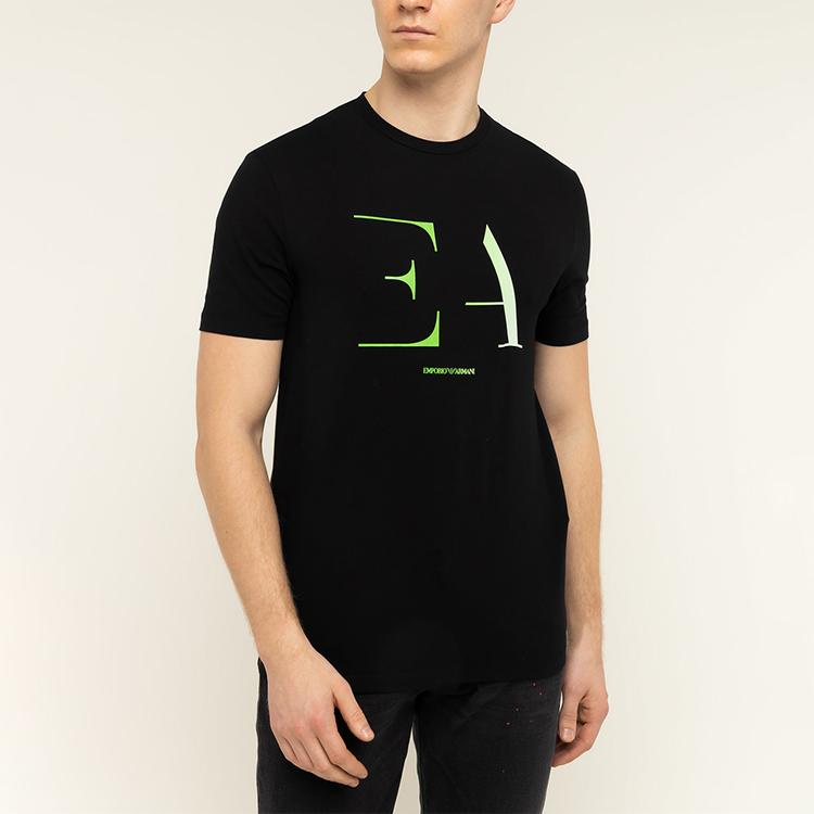 Emporio Armani Creative Letter Print Short Sleeve T-Shirt Men Tops Black 3H1TA5-1J0AZ-0999