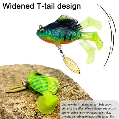 6CM/10G/14G Paddle Tail Fishing Lure with Hook Spinner 3D Eyes Swimbait Artificial Soft Bait Freshwater Saltwater Bass Trout Fishing Accessories
