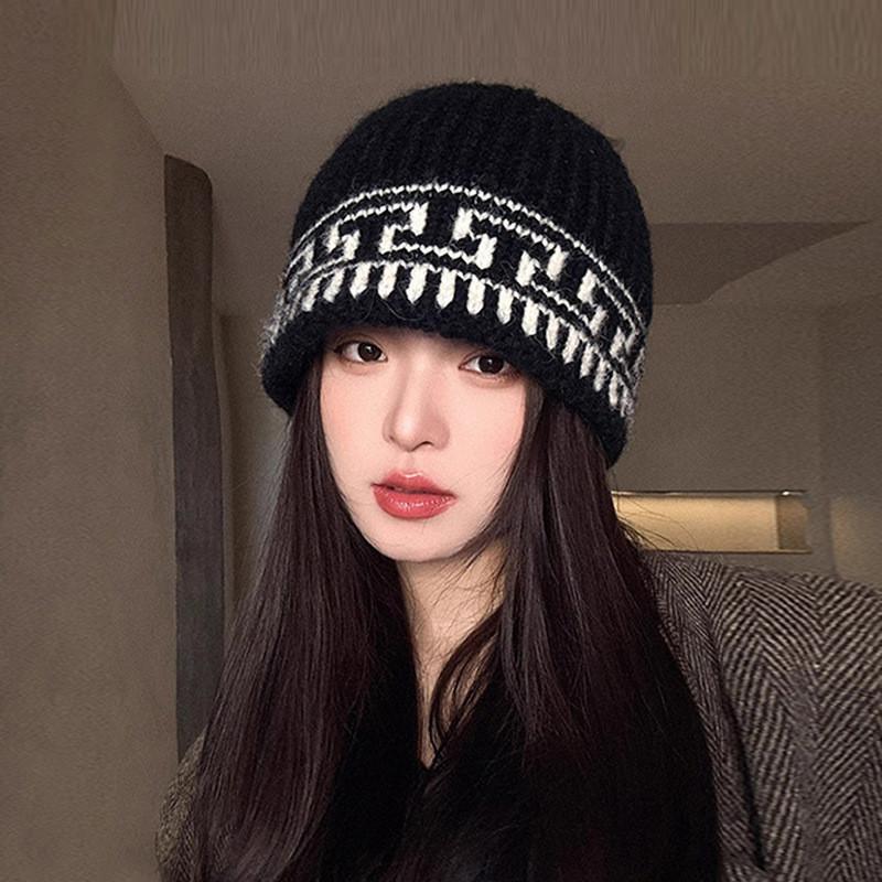 Autumn Winter Knit Fisherman Hat With Ear Coverage And Warmth For Fashion Campus чёрный