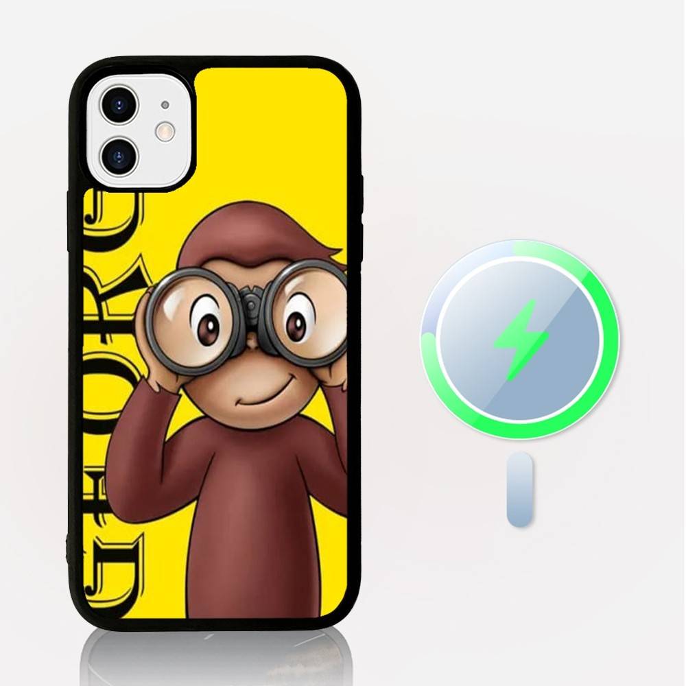 Lovely Curious G-George Monkey For Magnetic Wireless Phone Case For IPhone 17 16 15 14 13 12 11 Pro Max Plus Mag Phone Cover