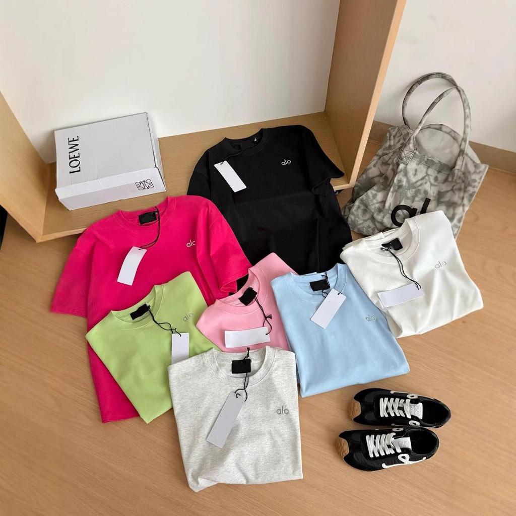 Heavyweightalo Women’s Silver Label Candy Color Loose Casual T-shirt, Short Sleeve, Summer 2025