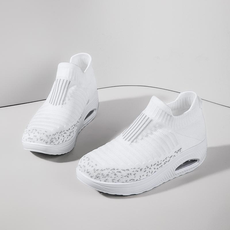 

Модные женские кроссовки для улицы на толстой подошве, противоскользящие, летние спортивные, дышащая сетка, легкие для ходьбы, вулканизированная обувь, горячие продажи 36 белый