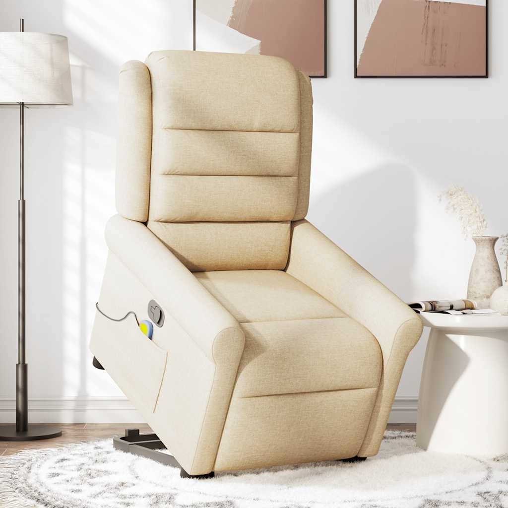 Massage Recliner with Rising Aid Cream Fabric