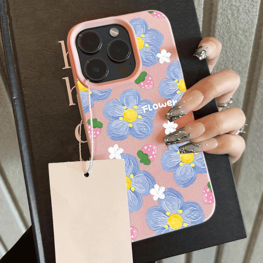 

Fresh Cool Flower Lily Luxury Lichee leather pattern Phone Case For Redmi Note 14 13 12 11 10 9 Pro Plus 4G 5G Shockproof Cover Note 12 Pro Plus