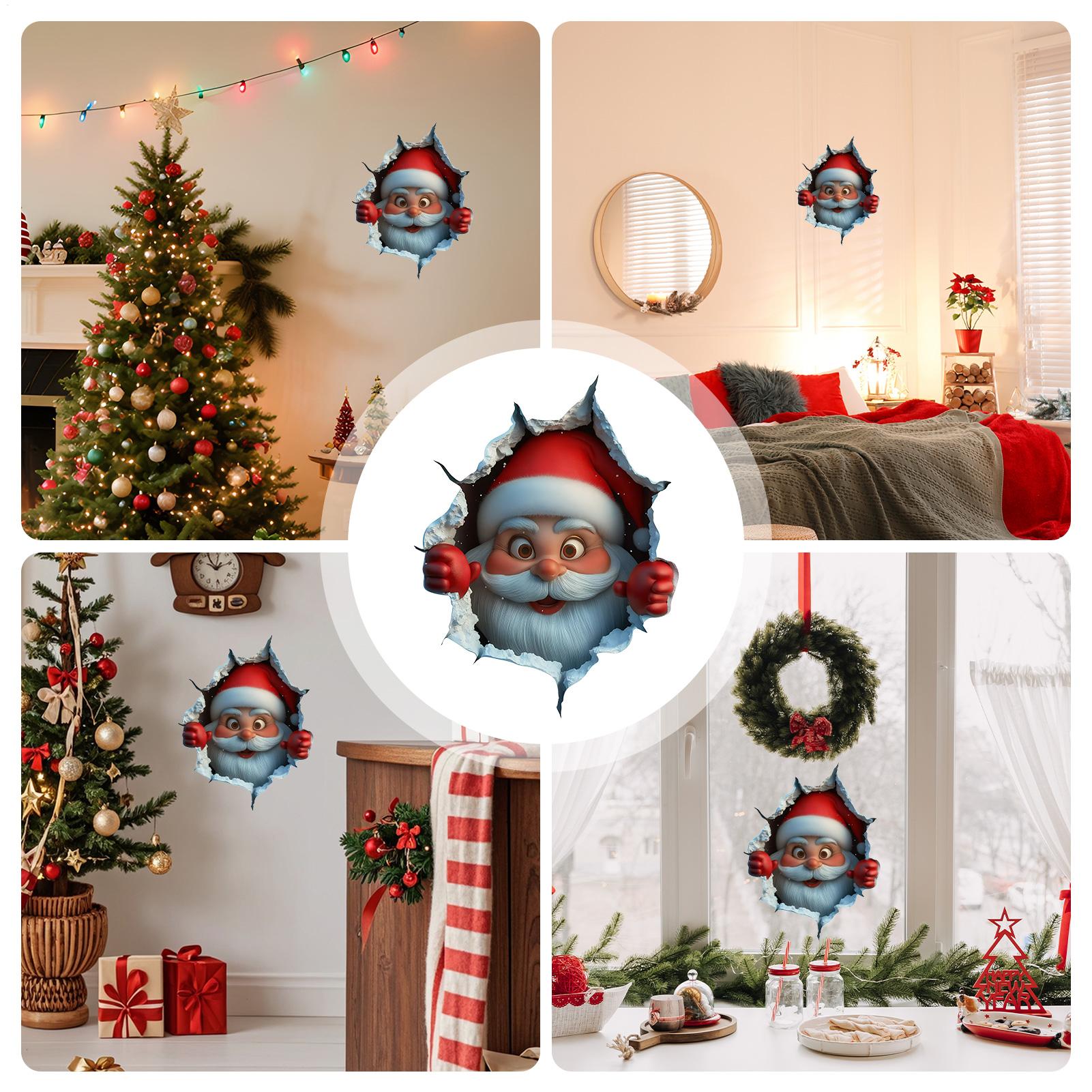 Santa Claus Wall Sticker Santa Claus Breaking Through The Wall Effect Wall Sticker Christmas Wall Decals For Offices Home China Mainland