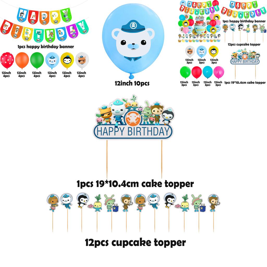 Octonauts Kids Birthday Party Supplies Decor Balloon Cup Plate Banner Tableware**