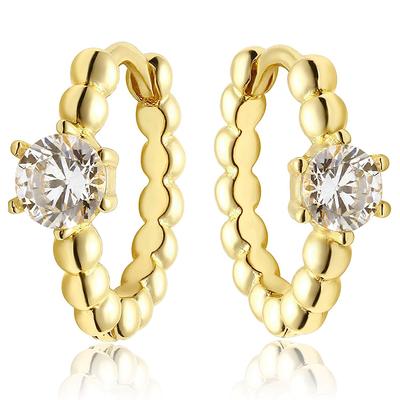 Huitan Schicke Kleine Creolen mit Zirkonia Modische Ohrringe für Damen Tägliches Tragen Unaufdringliches Temperament Damen Accessoires Schmuck
