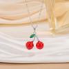 Cherry Fruit Necklace - A Simple and Versatile Summer Accessory for Women, Featuring A Lockbone Chain with A Charming Cherry Fruit Design.