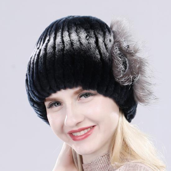 New Knitted Rex Rabbit Fur Hat For Women Winter Warm Natural Fur Hats Thick Outdoor Girl Fashion Real Rex Rabbit Fur Caps