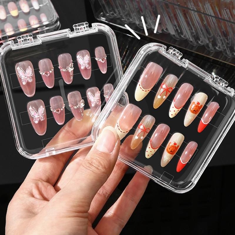 10 Stück Transparente Aufdrücknägel Organizer-Box für Nagelkunst-Business und Salon-Aufbewahrung Falsche Nägel Display Acrylbox