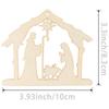 House Shape Wood Chips Nativity Scene Decoration, Wooden Manger Shape Manger Wooden Art Ornament With Rope Exquisite Decoration