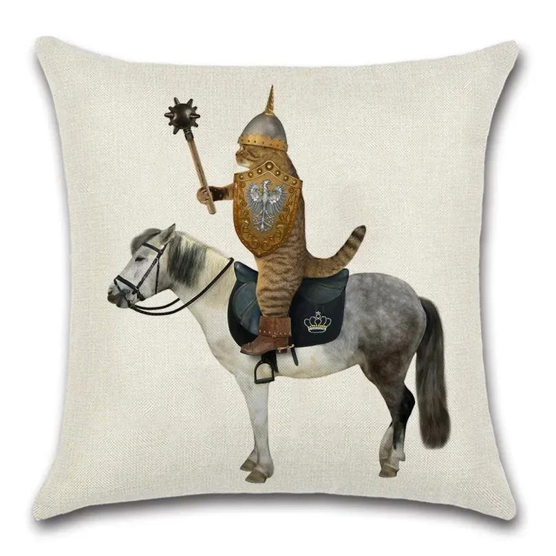 Rider Horse Painting Animals Funny Cushion Cover Decorative Home Sofa Chair Car Seat Friend Kids Bedroom Gift Pillowcase Throw