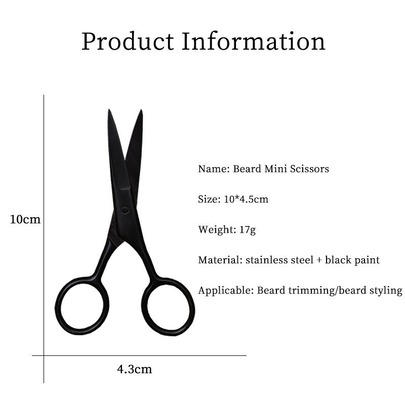 Black Stainless Steel Facial Hair Shears Cutting Mustache Eyebrow Trimming Barber Beard Scissors